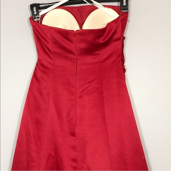 David Bridal Dress Gown Sz 4 Red Prom Wedding Bridesmaid Backless Strapless Pad - Picture 4 of 8